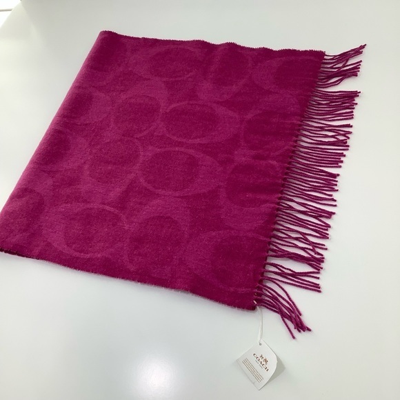 Coach Signature C Muffler Logo Cashmere Silk Angora Wool Scarf SZ 72X19.5 NWT - Picture 13 of 13